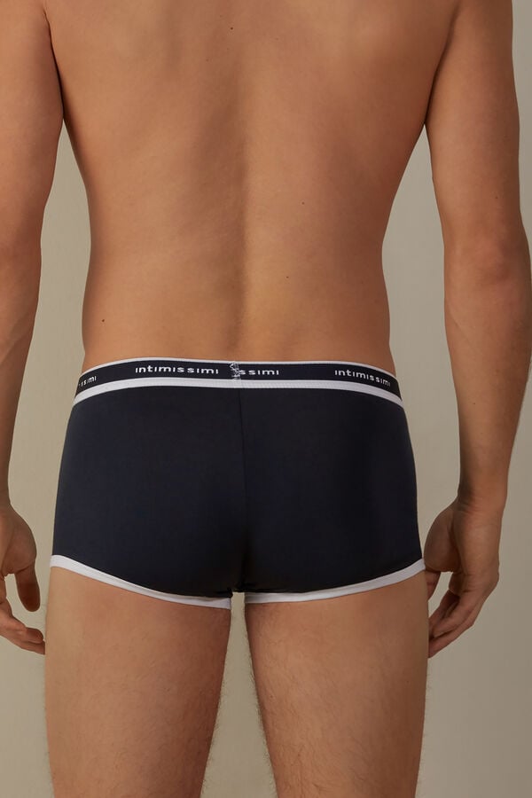 Intimssimi Stretch Supima® Cotton Boxer Shorts with Logo Detail Blue | USXBR69590