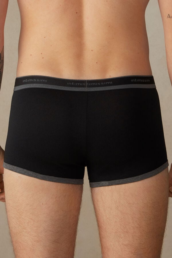 Intimssimi Stretch Supima® Cotton Boxer Shorts with Logo Detail Black | USXMI29295