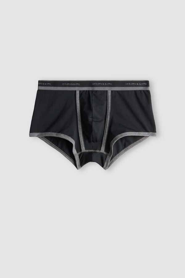 Intimssimi Stretch Supima® Cotton Boxer Shorts with Logo Detail Black | USXMI29295