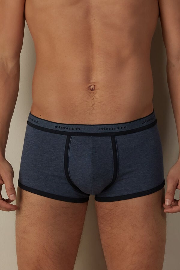 Intimssimi Stretch Supima® Cotton Boxer Shorts with Logo Detail Blue | USZDE26745