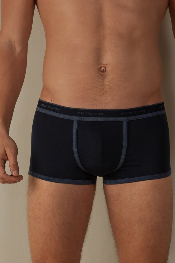 Intimssimi Stretch Supima® Cotton Boxer Shorts with Logo Detail Blue | USZDE70664