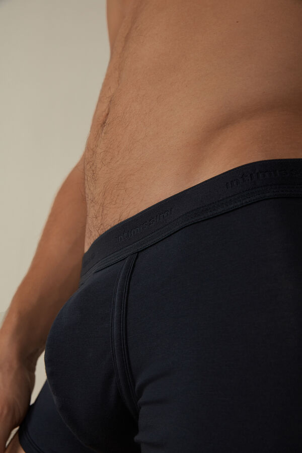 Intimssimi Stretch Supima® Cotton Boxer Shorts with Logo Detail Blue | YUSVQ73685