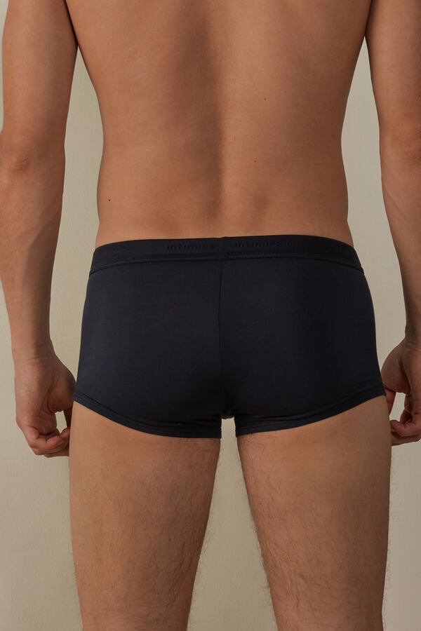 Intimssimi Stretch Supima® Cotton Boxer Shorts with Logo Detail Blue | YUSVQ73685