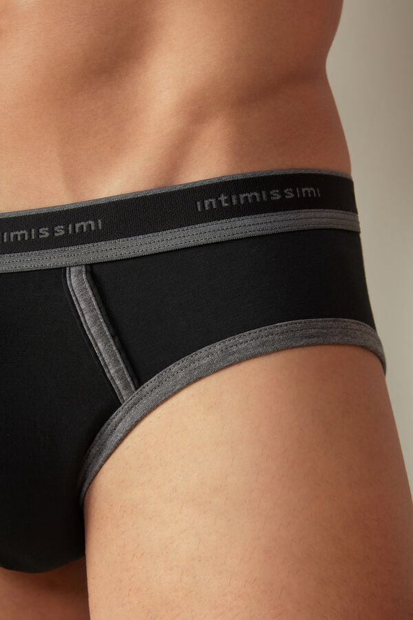 Intimssimi Stretch Supima® Cotton Brief with Logo Detail Black | FUSHY79767