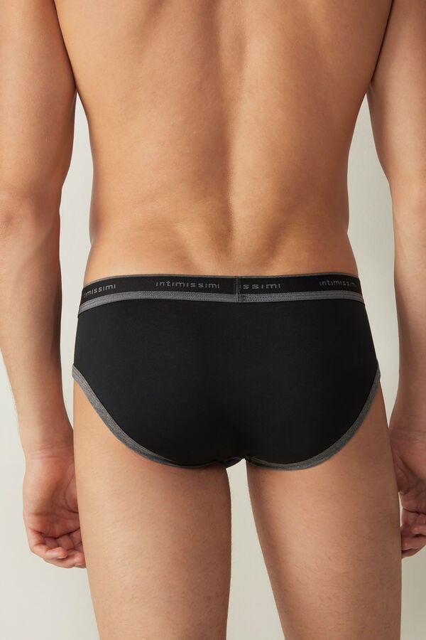 Intimssimi Stretch Supima® Cotton Brief with Logo Detail Black | FUSHY79767