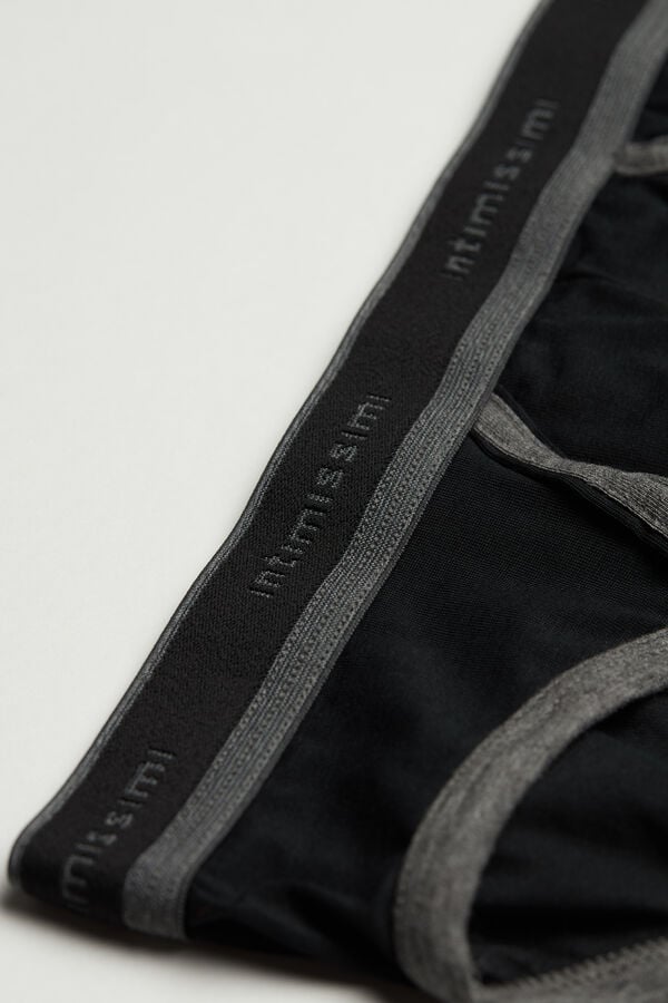 Intimssimi Stretch Supima® Cotton Brief with Logo Detail Black | FUSHY79767