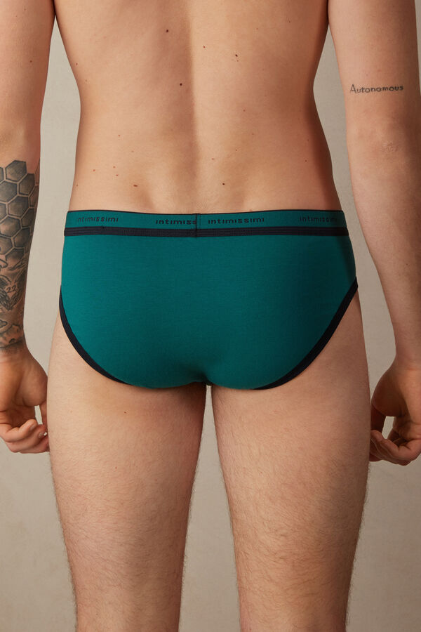 Intimssimi Stretch Supima® Cotton Brief with Logo Detail Green | FUSUI19376