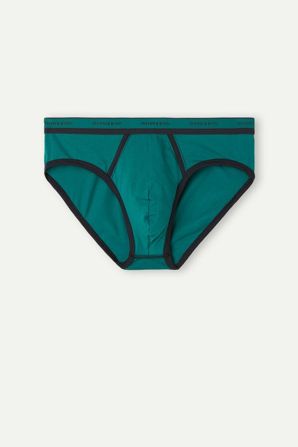 Intimssimi Stretch Supima® Cotton Brief with Logo Detail Green | FUSUI19376