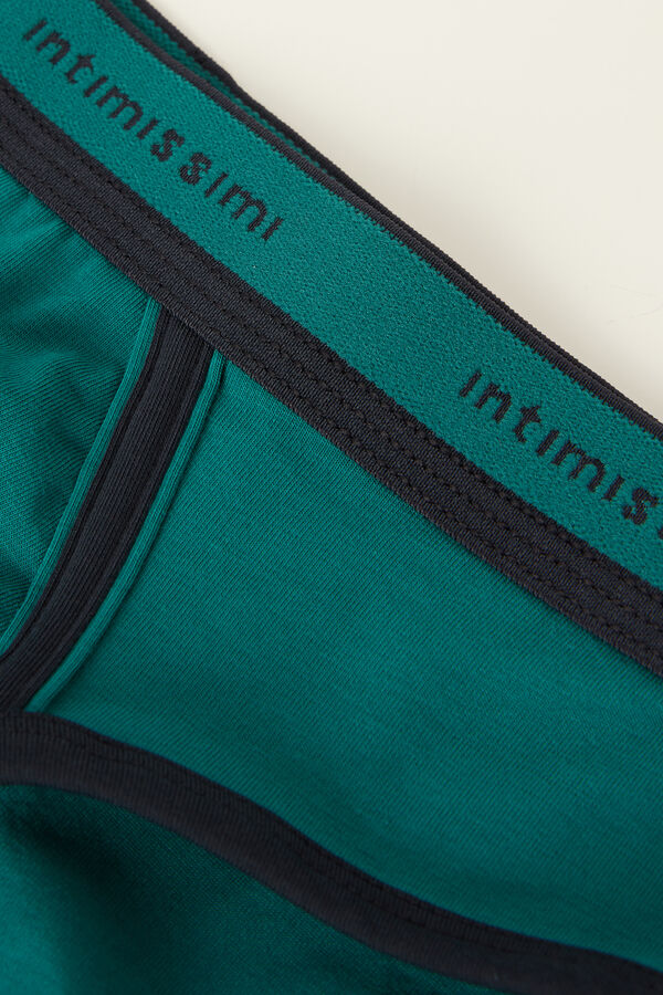 Intimssimi Stretch Supima® Cotton Brief with Logo Detail Green | FUSUI19376