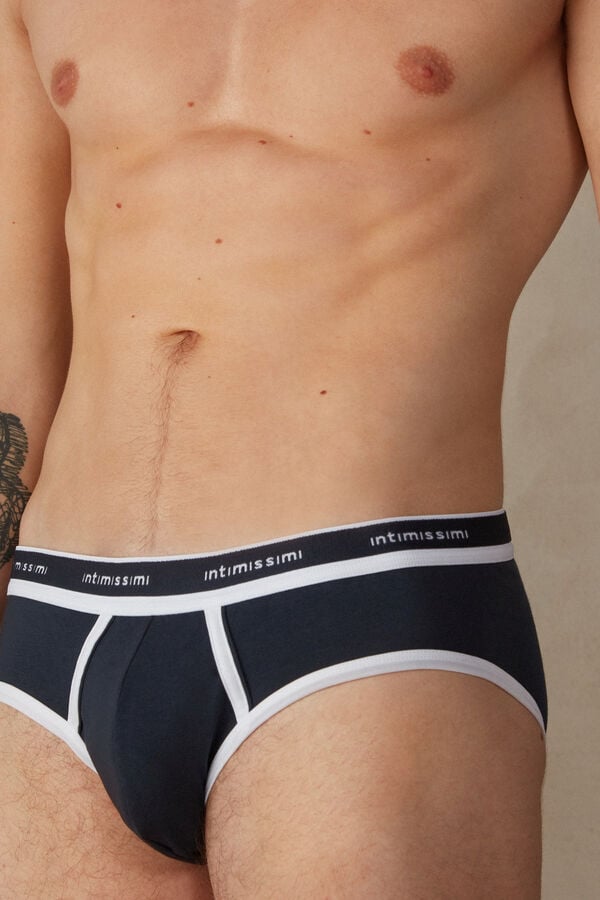 Intimssimi Stretch Supima® Cotton Brief with Logo Detail Blue | GUSUC68979