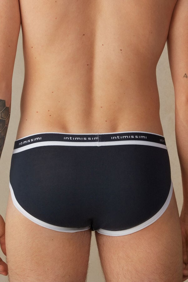 Intimssimi Stretch Supima® Cotton Brief with Logo Detail Blue | GUSUC68979