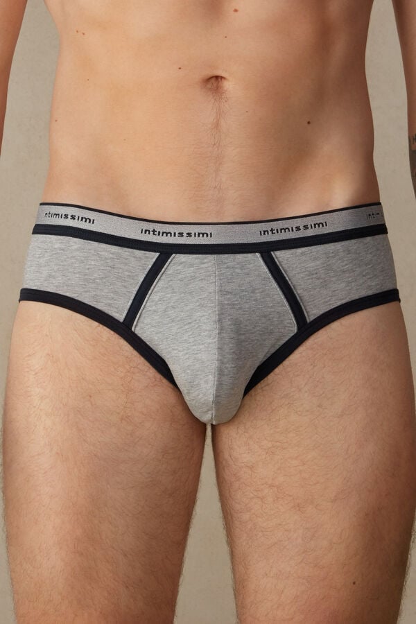 Intimssimi Stretch Supima® Cotton Brief with Logo Detail Blue | USCVG91035