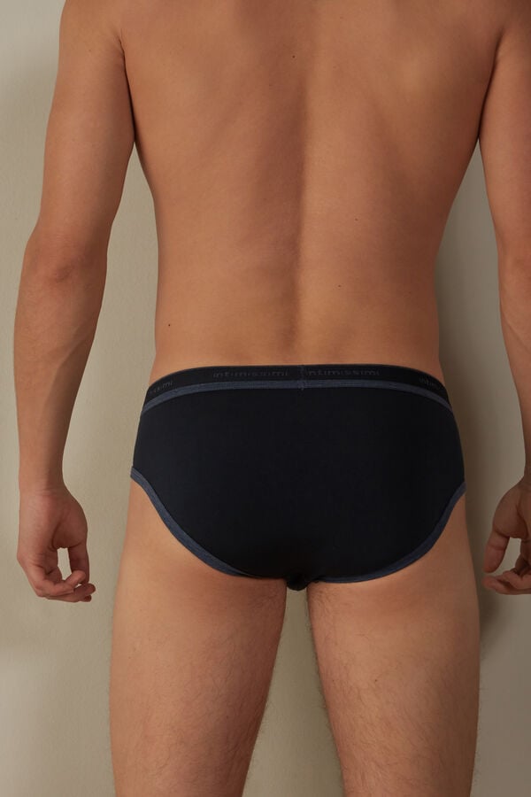 Intimssimi Stretch Supima® Cotton Brief with Logo Detail Blue | USXMI15617