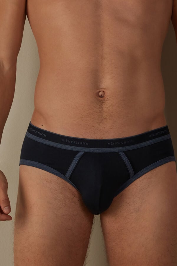 Intimssimi Stretch Supima® Cotton Brief with Logo Detail Blue | USXMI15617