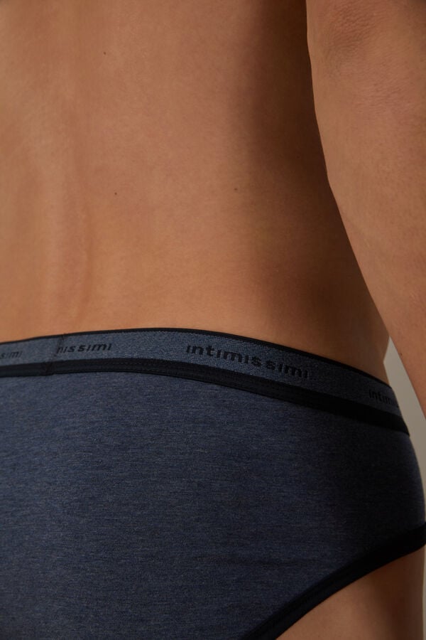 Intimssimi Stretch Supima® Cotton Brief with Logo Detail Blue | YUSVQ36557