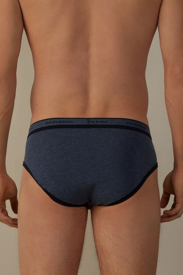 Intimssimi Stretch Supima® Cotton Brief with Logo Detail Blue | YUSVQ36557