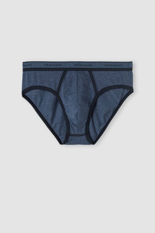 Intimssimi Stretch Supima® Cotton Brief with Logo Detail Blue | YUSVQ36557