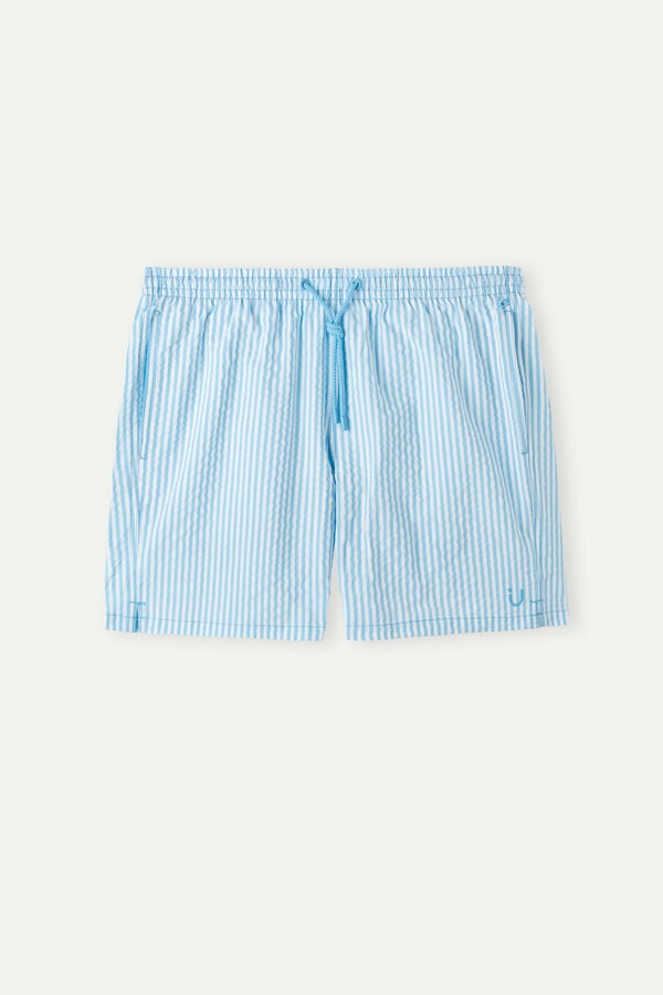 Intimssimi Stripe Print Seersucker Swim Trunks Blue | SUSNY53578