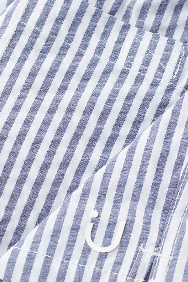 Intimssimi Stripe Print Seersucker Swim Trunks Blue | UUSND67031