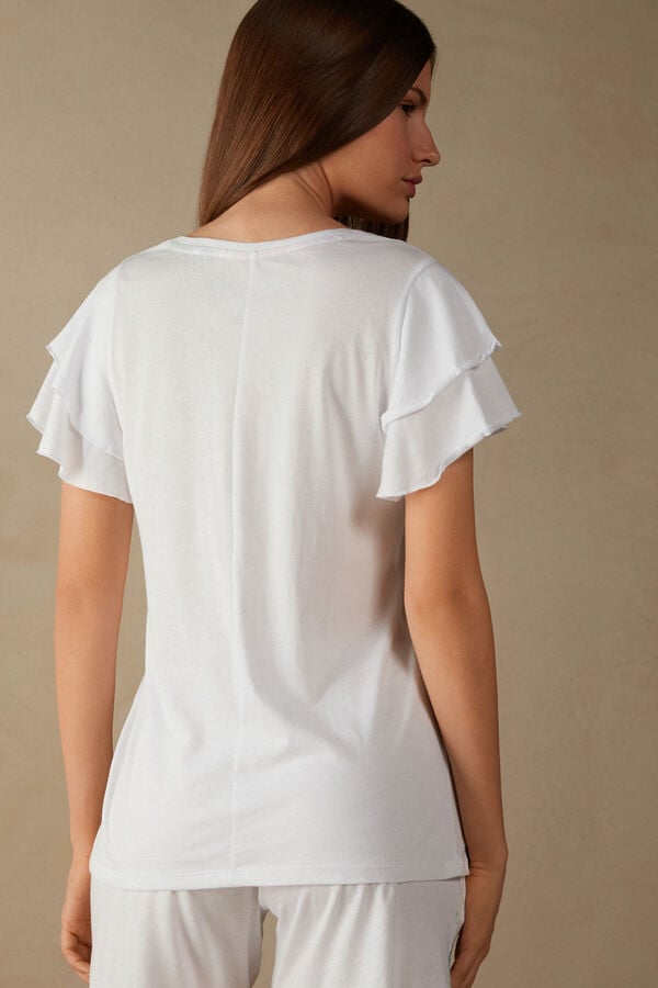 Intimssimi Summer Garden Short Sleeve Top in Supima® Ultrafresh Cotton White | UUSND25295