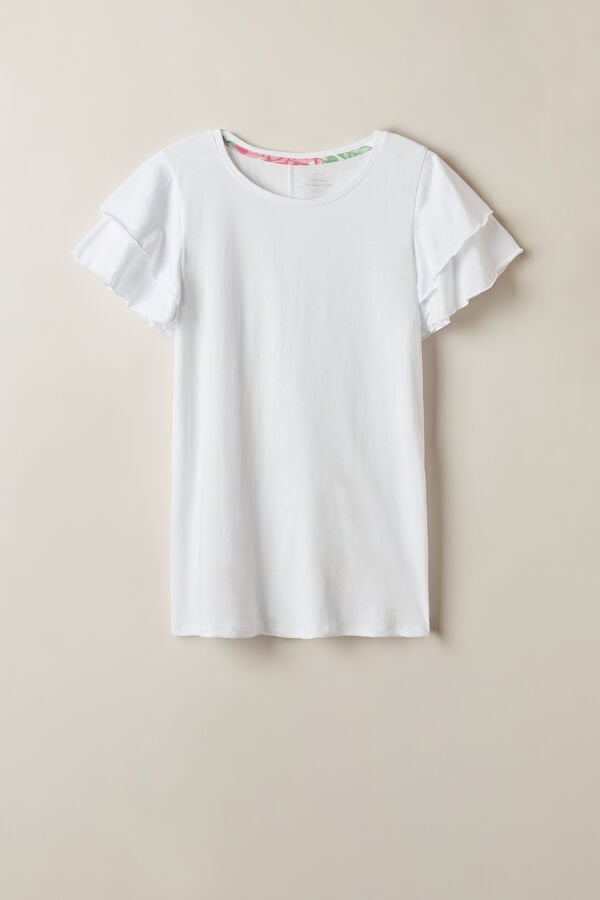 Intimssimi Summer Garden Short Sleeve Top in Supima® Ultrafresh Cotton White | UUSND25295