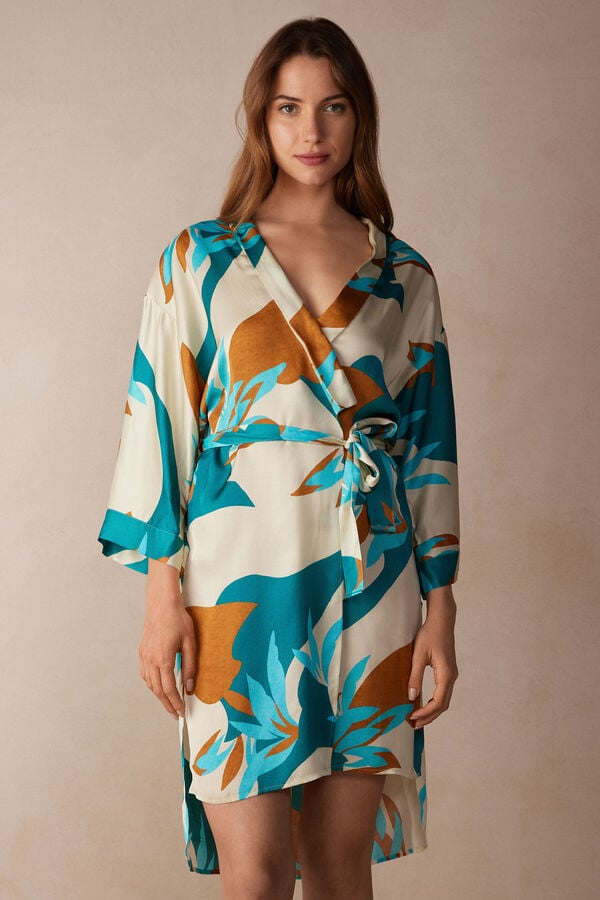 Intimssimi Summer Vibes Viscose Satin Kimono Multicolor | USEGJ71399