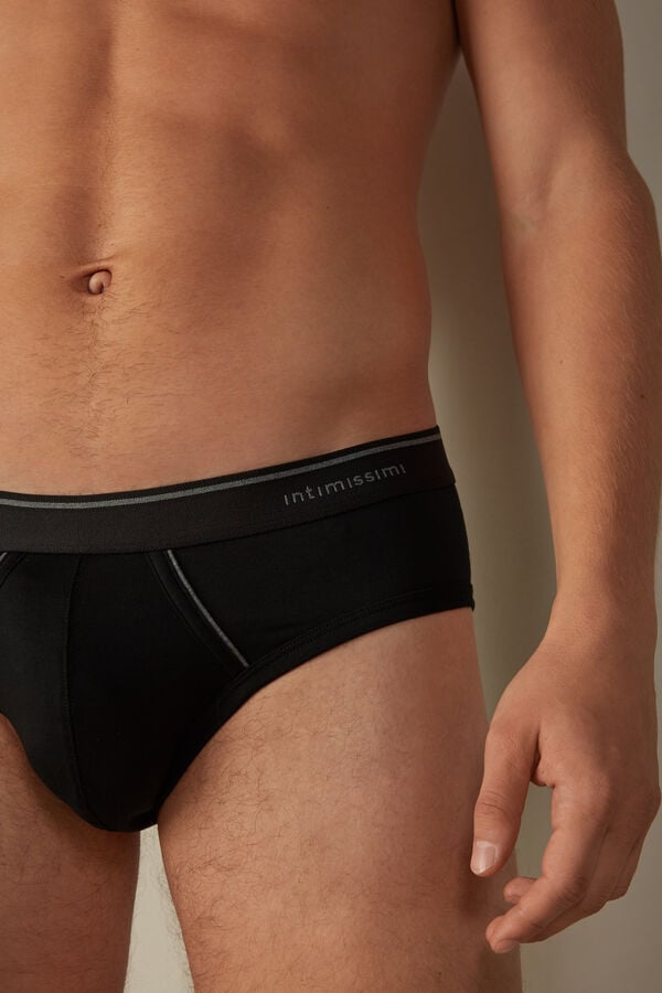 Intimssimi Supima Cotton Briefs with Visible Elastic Black | BUSSD59824