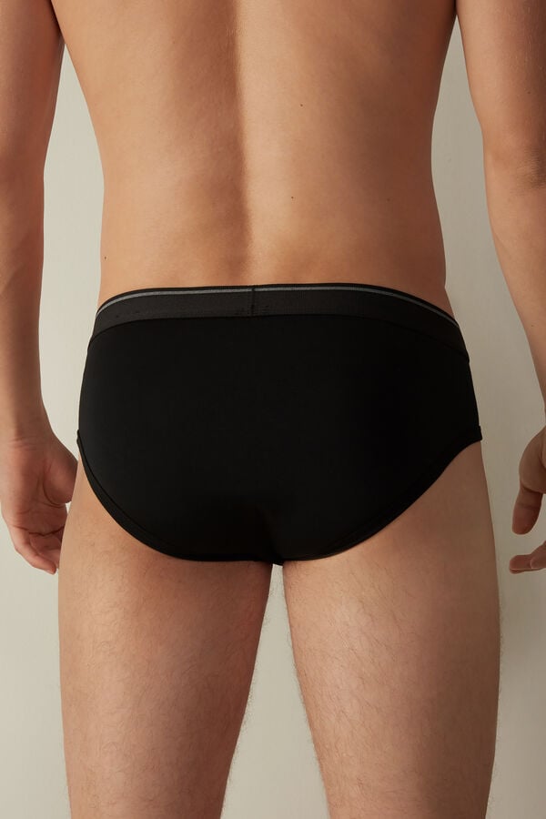 Intimssimi Supima Cotton Briefs with Visible Elastic Black | BUSSD59824