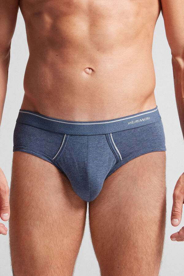 Intimssimi Supima Cotton Briefs with Visible Elastic Blue | TUSPQ37085