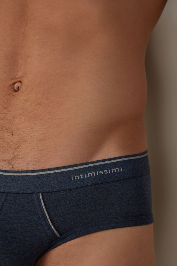 Intimssimi Supima Cotton Briefs with Visible Elastic Blue | TUSPQ37085