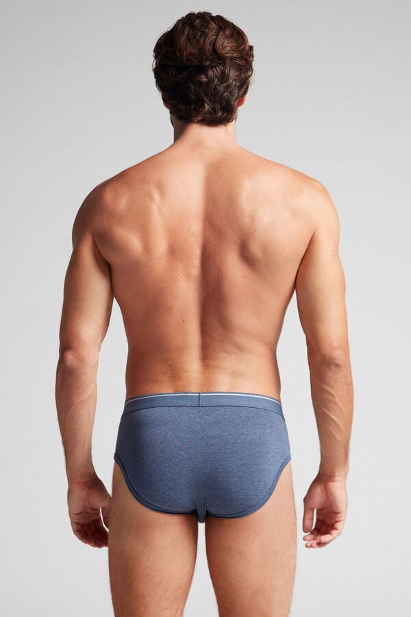 Intimssimi Supima Cotton Briefs with Visible Elastic Blue | TUSPQ37085