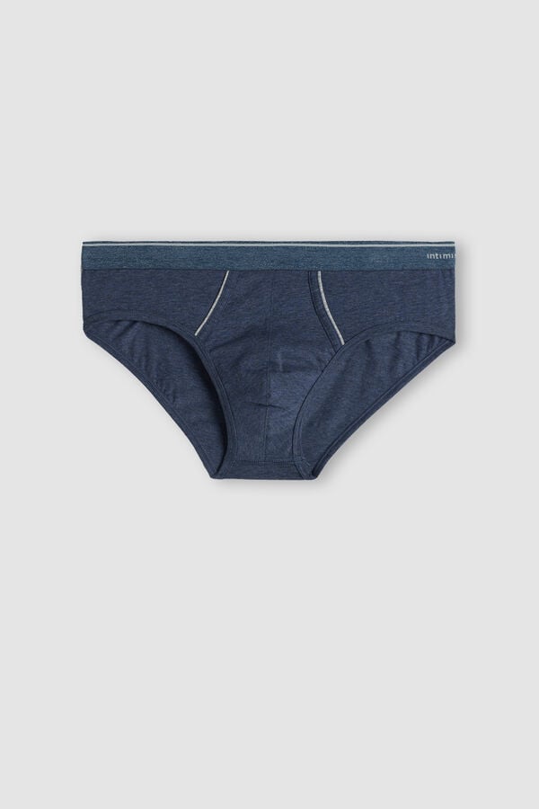 Intimssimi Supima Cotton Briefs with Visible Elastic Blue | TUSPQ37085