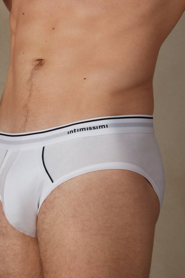 Intimssimi Supima Cotton Briefs with Visible Elastic White | USIIZ22641