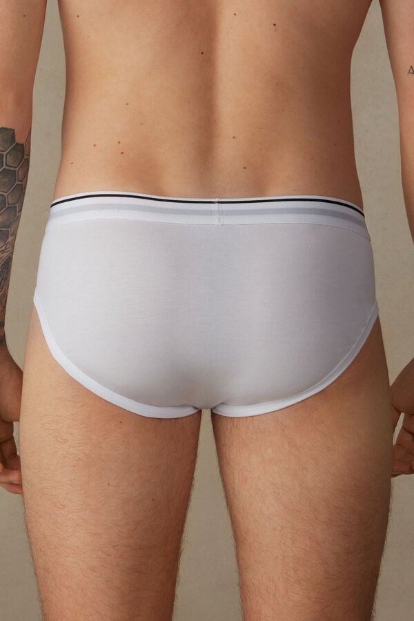 Intimssimi Supima Cotton Briefs with Visible Elastic White | USIIZ22641