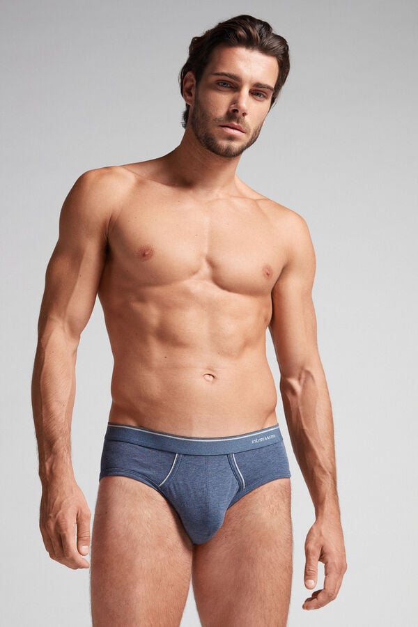 Intimssimi Supima Cotton Briefs with Visible Elastic Blue | USNEJ67896