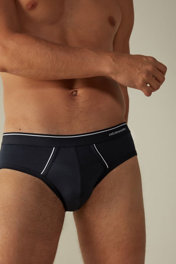 Intimssimi Supima Cotton Briefs with Visible Elastic Blue | ZUSNQ56806