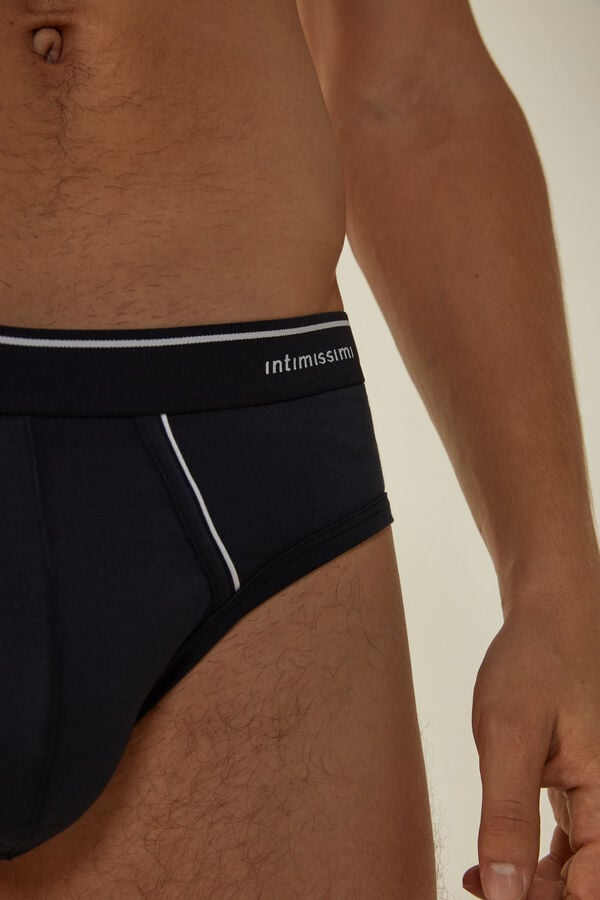 Intimssimi Supima Cotton Briefs with Visible Elastic Blue | ZUSNQ56806