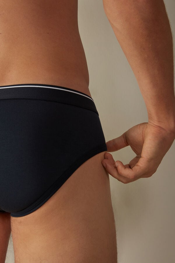 Intimssimi Supima Cotton Briefs with Visible Elastic Blue | ZUSNQ56806