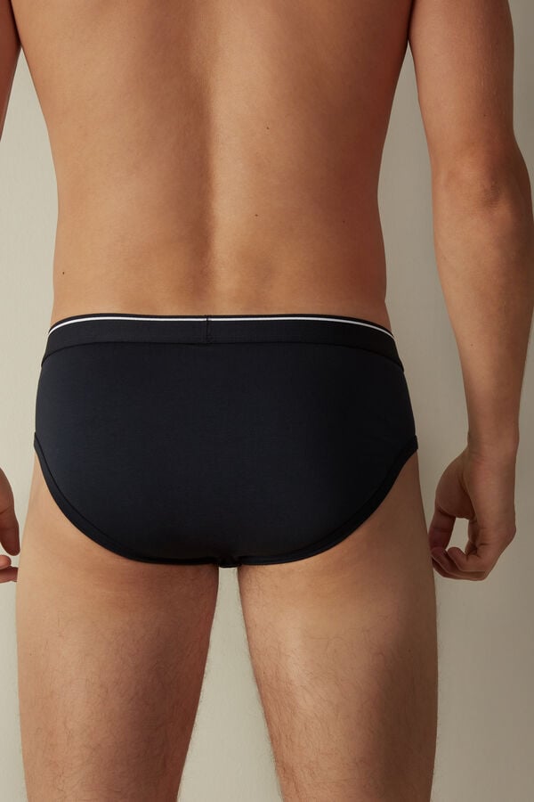 Intimssimi Supima Cotton Briefs with Visible Elastic Blue | ZUSNQ56806