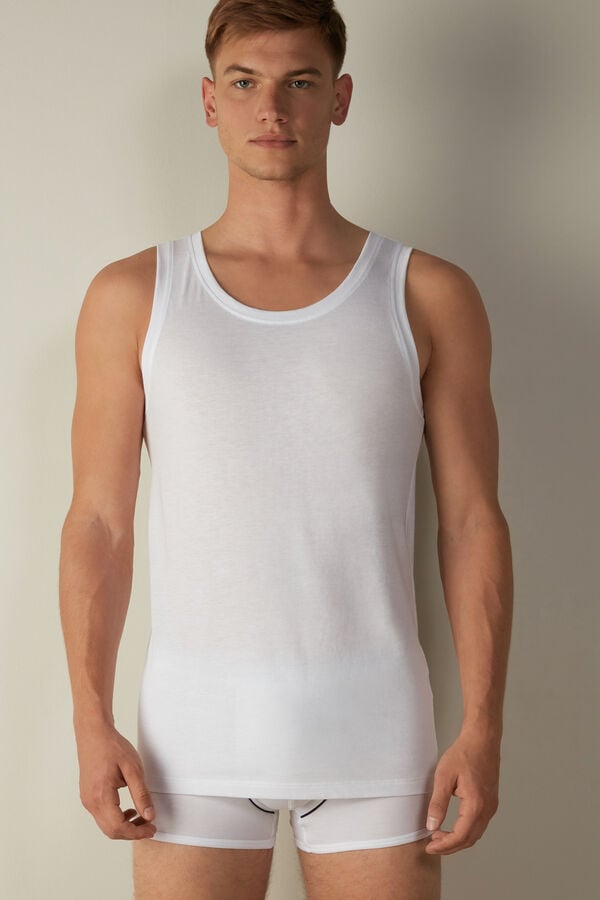 Intimssimi Supima Cotton Crew Neck Tank Top White | EUSVG22409