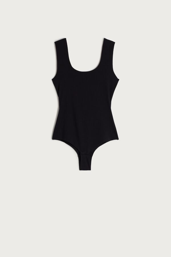 Intimssimi Supima Cotton® Scoop Neck Bodysuit Black | GUSUC39513