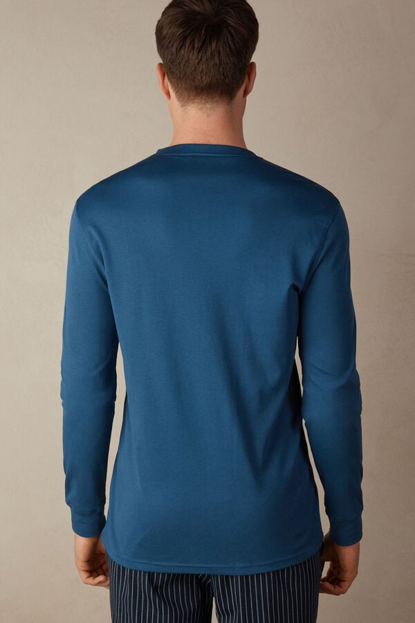 Intimssimi Supima Interlock Long-Sleeve Top Blue | FUSHY22697