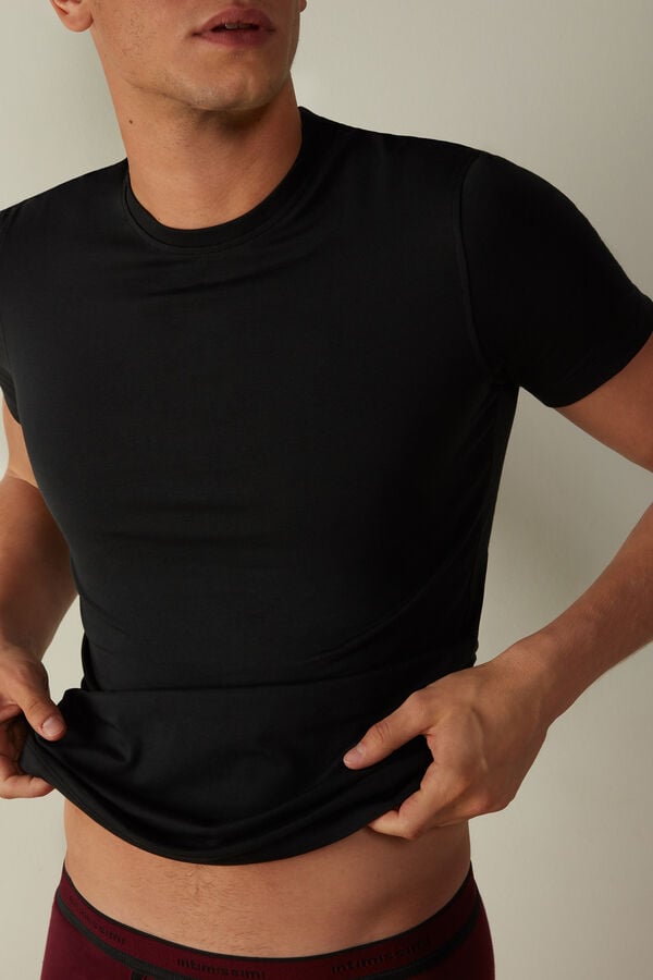 Intimssimi T-shirt in Stretch Supima® Cotton Black | USEAH31439