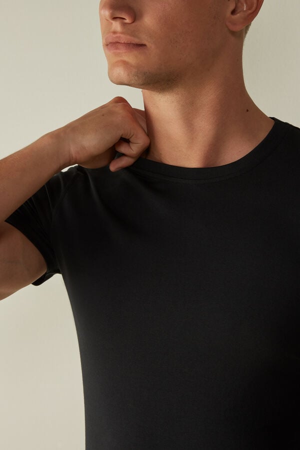 Intimssimi T-shirt in Stretch Supima® Cotton Black | USEAH31439