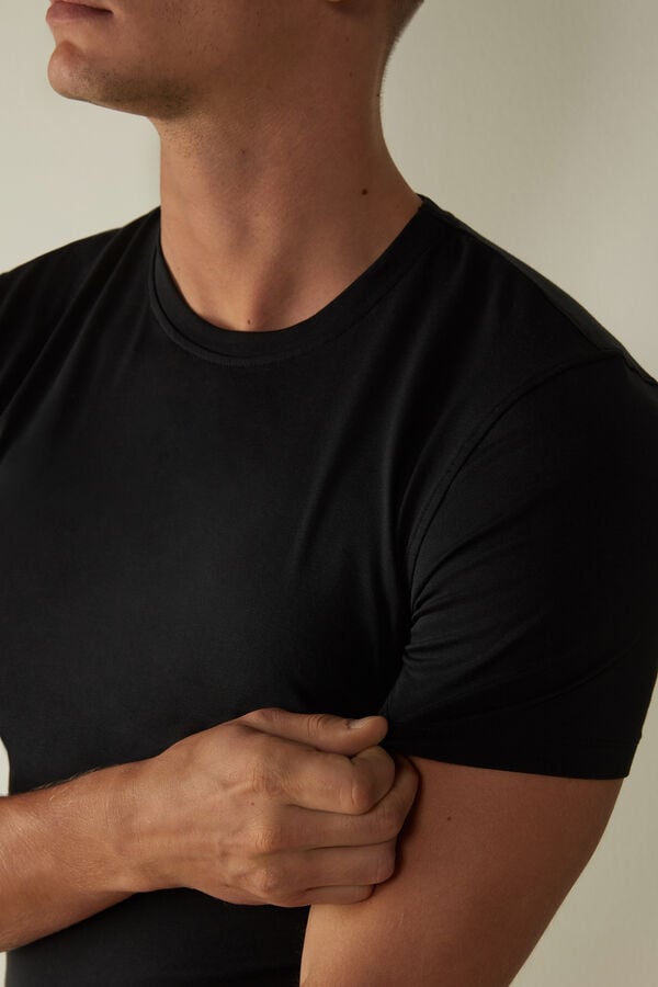 Intimssimi T-shirt in Stretch Supima® Cotton Black | USEAH31439