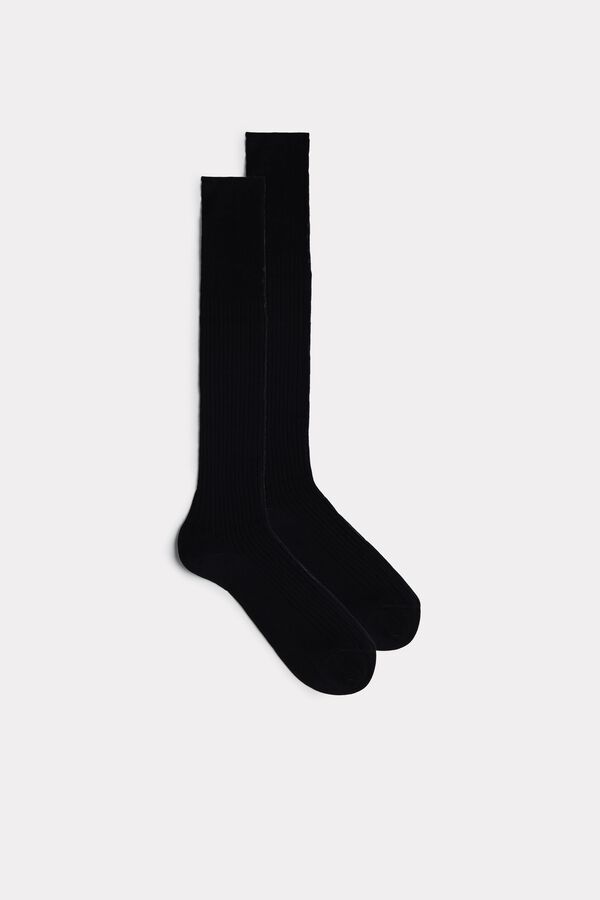 Intimssimi Tall Ribbed Egyptian Cotton Socks Black | USDFL79649