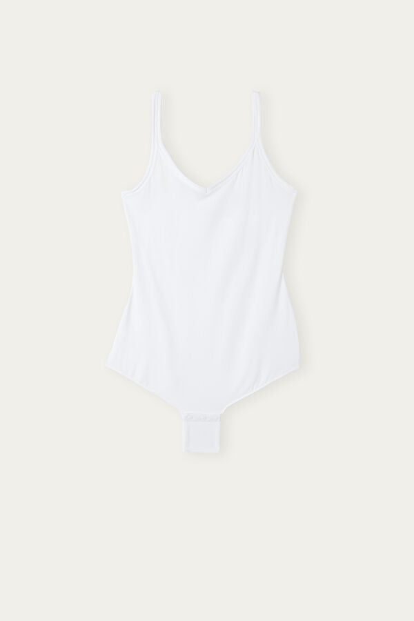 Intimssimi Tank Style Bodysuit in Supima® Ultralight Cotton White | MUSFT81925