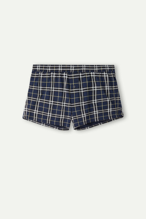 Intimssimi Tartan Patterned Cotton Jersey Relaxed Fit Boxers Blue | TUSWZ16162