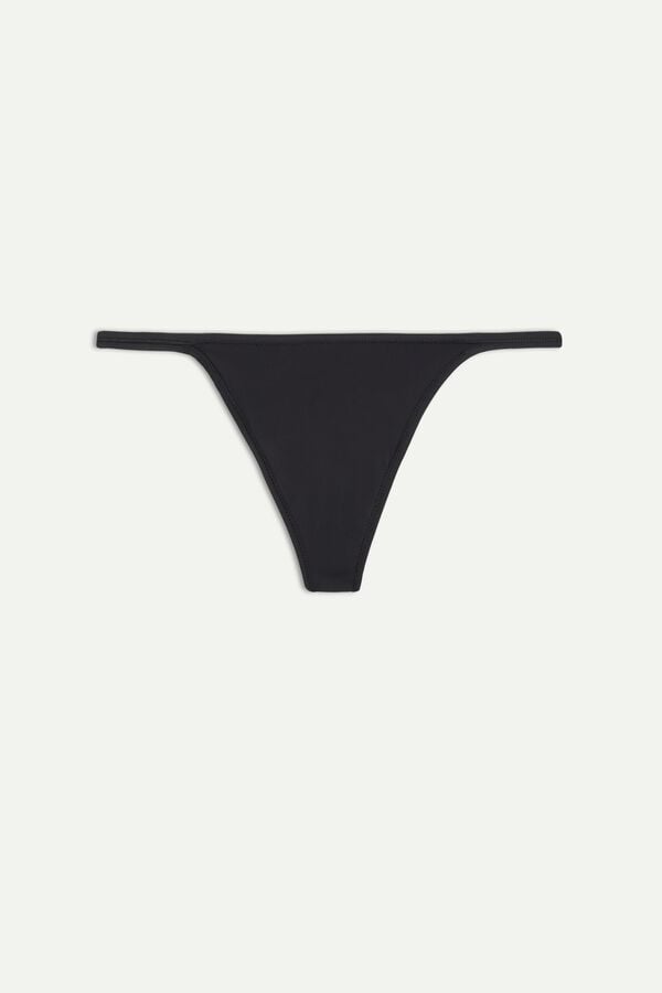 Intimssimi Thong with Ultralight Microfiber Straps Black | SUSVO89513