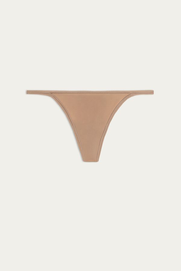 Intimssimi Thong with Ultralight Microfiber Straps Natural | YUSVQ56821